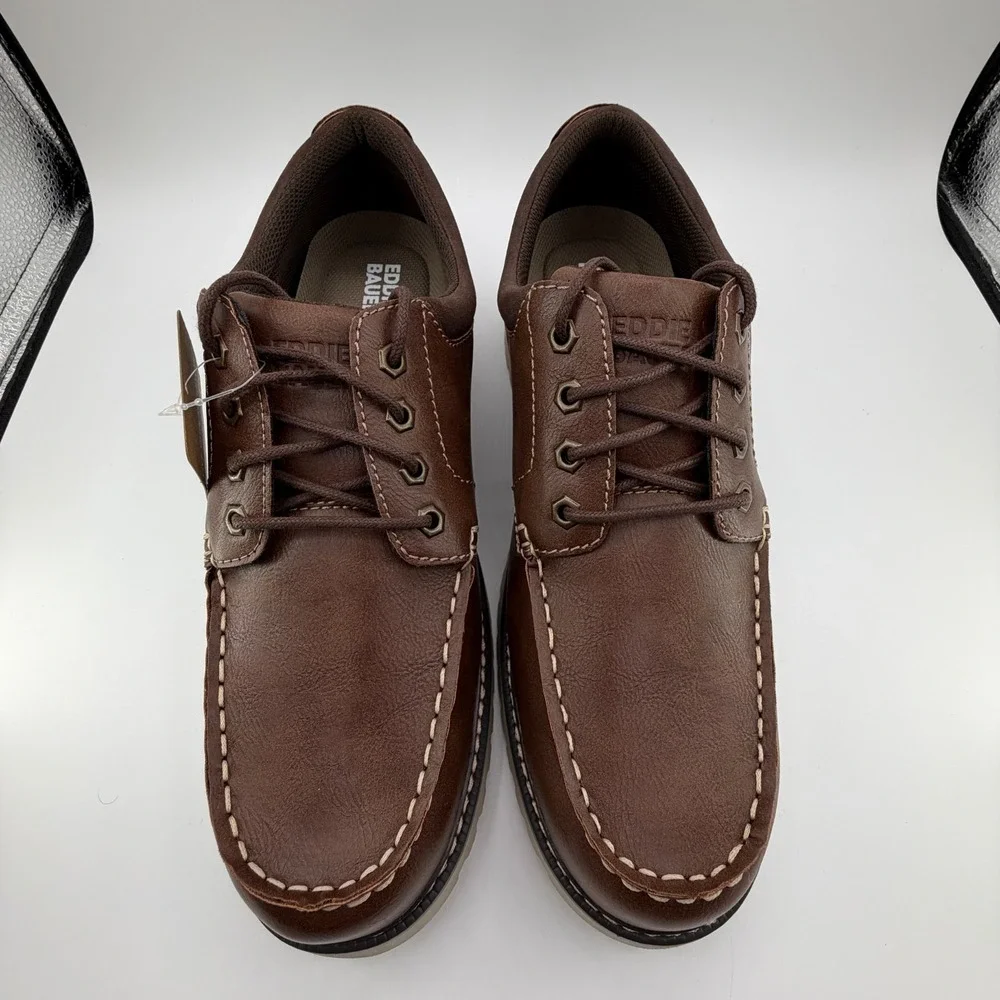 Eddie Bauer Strider Boat Shoes Mens Size 13 Tan Brown‎ Moc Toe Lace Up NEW